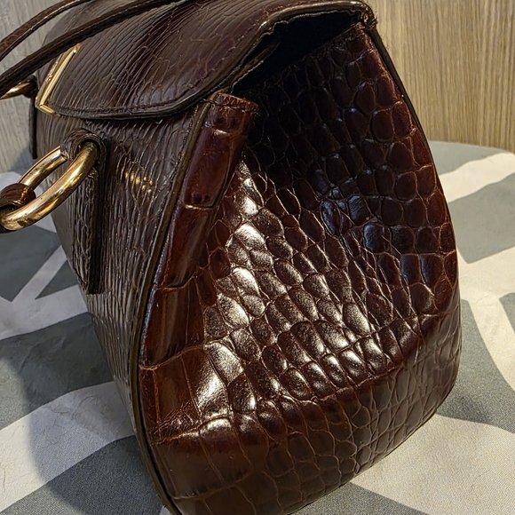 Ralph Lauren Dark Brown Crocodile Shoulder Bag - Picture 6 of 11